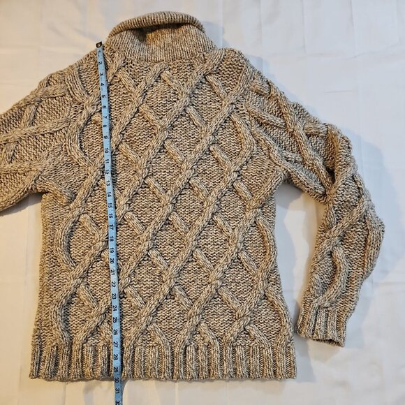 Eddie Bauer Tan Chunky Knit Shawl Collar Heavy Cableknit Sweater Men's XL - Picture 6 of 7